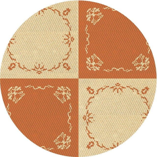 Ahgly Company Tapis Rond Lavable en Machine Intérieur Transitionnel Orange Rouge Orange, 3 Pieds Rond