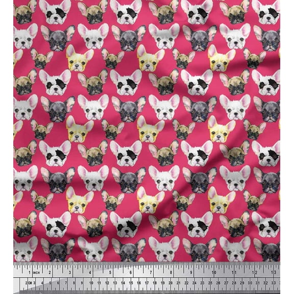 Soimoi Velvet Fabric Puppy Face Dog Print Sewing Fabric Yard 58 Inch Wide