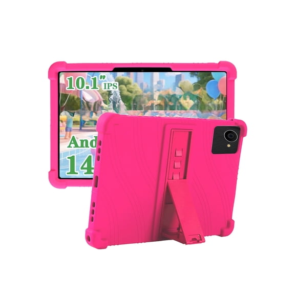 Silicone Case for BESTSKI KT1028 10.1 inch, Soft Flexible Shockproof Protective Tablet Cover, Anti-Scratch & Lightweight Slim Design-Rosered