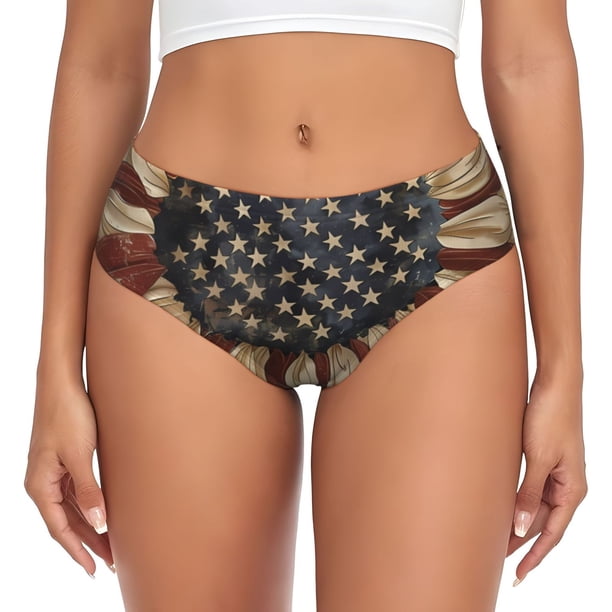 Fotbe USA Sunflower Flag Calzones Estampados para Mujer – Ropa Interior de Algodón, Cómoda, Suave y Elástica-Large