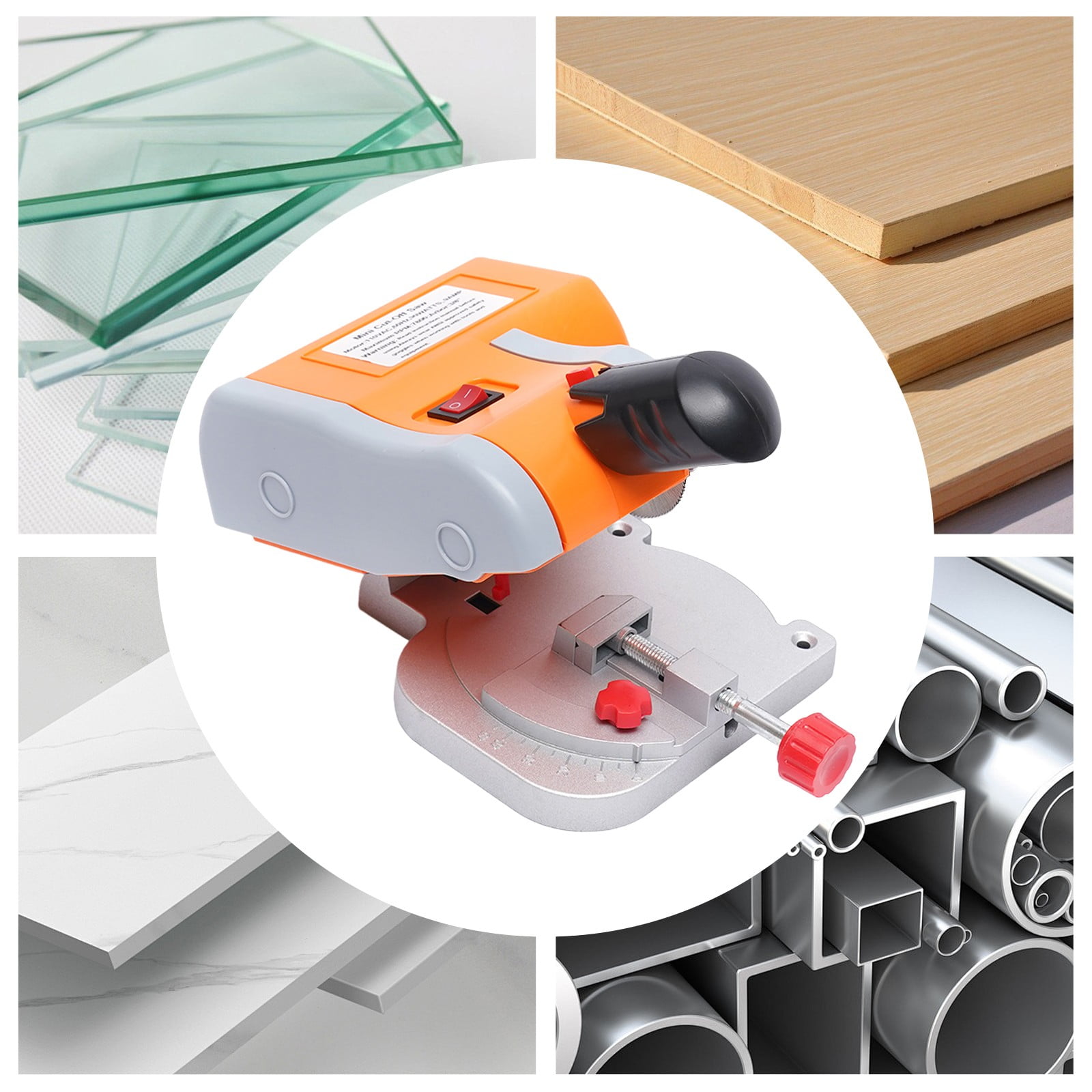 90W Mini Benchtop Cut-off Miter Saw 0.47inch Miter Saw Wood Metal Cutter with Clamping Handle Armrest