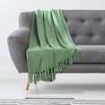 thumbnail image 2 of Americanflat Chenille Throw Blanket in Sage Green - Breathable Polyester with Decorative Fringe - Wrinkle and Fade Resistant - 50" x 60", 2 of 4