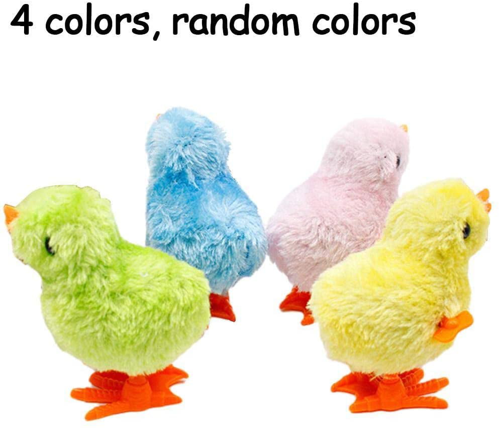 Random Color TomaiBaby 16pcs Easter Wind Up Chick Plush Jumping Chicken Clockwork Toys Novelty Animal Playing for Egg Hunt Game Prizes Kids Goody Bag Fillers
