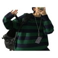 thumbnail image 4 of Femmes Coréen Couleur Bloc Pull Tricoté Pull Col Rond Rayé Streetwear Pull Tops, 4 of 7
