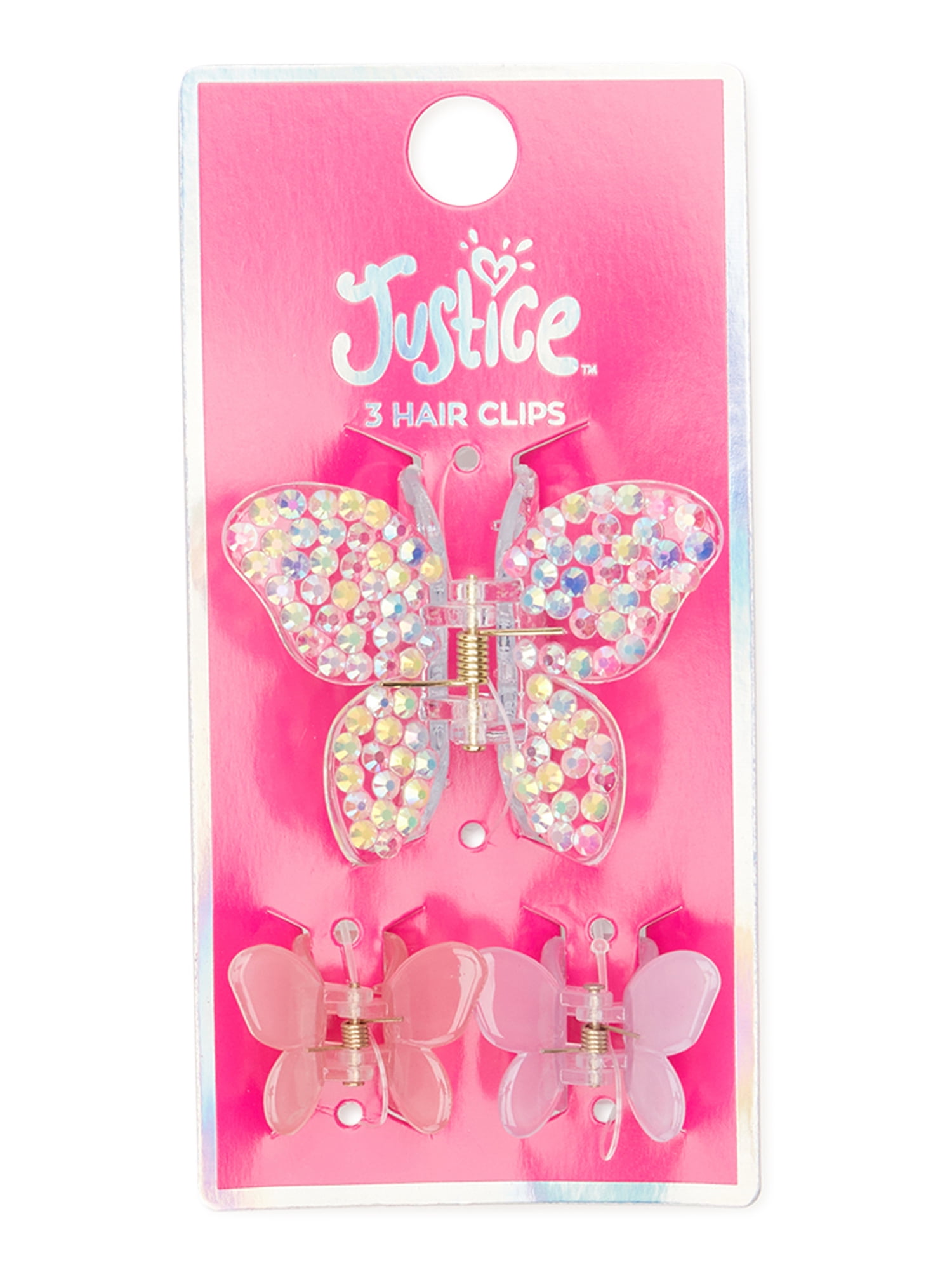 Justice Assorted Butterfly Claw Clips Set, 3-Pack