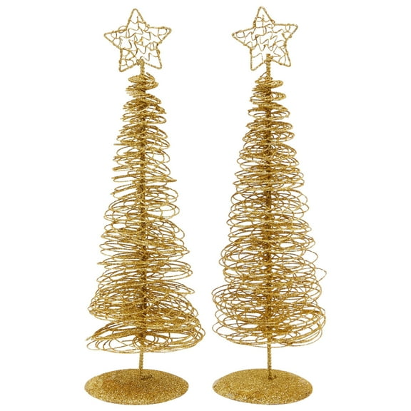 Juvale Living Room Tabletop Tree - 2-Pack, 10.5 in Tall, Gold Wire - Table Decoration & Gold Desk Decoration for Bedroom Table & Office