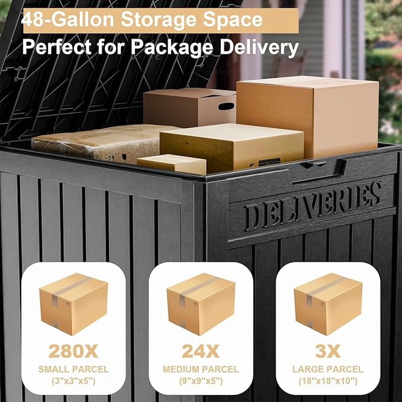 EasyUp Package Delivery Box Outdoor with Lockable Secure Waterproof & UV-Resistant,Anti-Theft Parcel Large Double Wall Resin Outdoor Package Delivery for Porches, Patios,Curbside