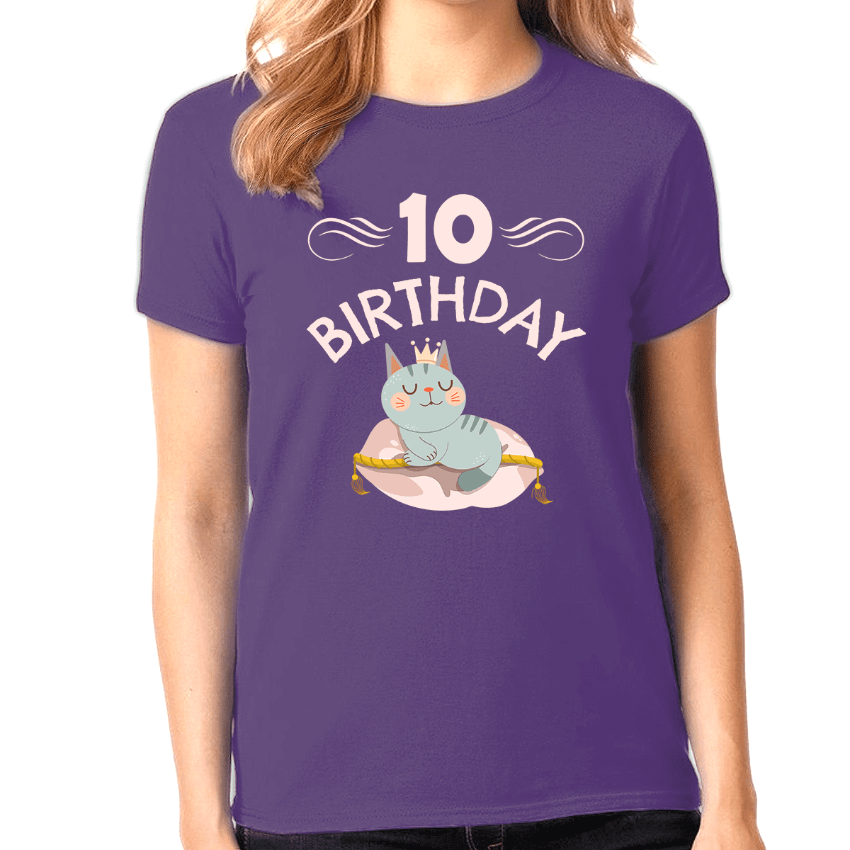 10th Birthday Girl Shirt 10 Year Old Girl Birthday Shirt Cat Shirts for Girls Cute Girls Birthday Shirt Walmart