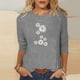thumbnail image 1 of Fiudx Camisetas para Mujer Camiseta Estampada a La Moda para Mujer, Blusa de Mangas 3/4, Tops Informales con Cuello Redondo, 1 of 4