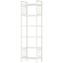 6-Wire Standing Storage Shelves, Metal Shelving Unit Pantry Rack for Laundry Kitchen Bathroom Organizer(White)