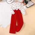 thumbnail image 2 of SHTXOZHI Kids Girls Fall Spring Clothing Set 2 Piece Long Sleeve Heart Tops Wide Leg Pants 7-12 Years, 2 of 3