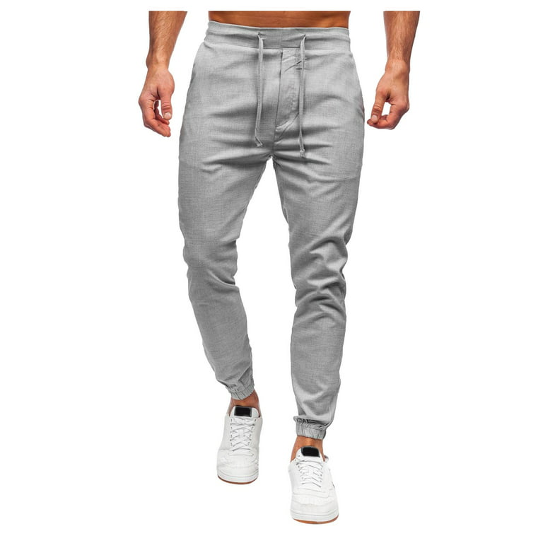 CAICJ98 Mens Joggers With Pockets Men's Lightweight Workout Sweatpants Open  Bottom Track Pants for Running,Training White,M