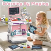 Caunedy Doctor Kit for Toddlers, Pretend Medical Station Set with Mobile Cart, Birthday Gifts for Kids 3-12 Year Old