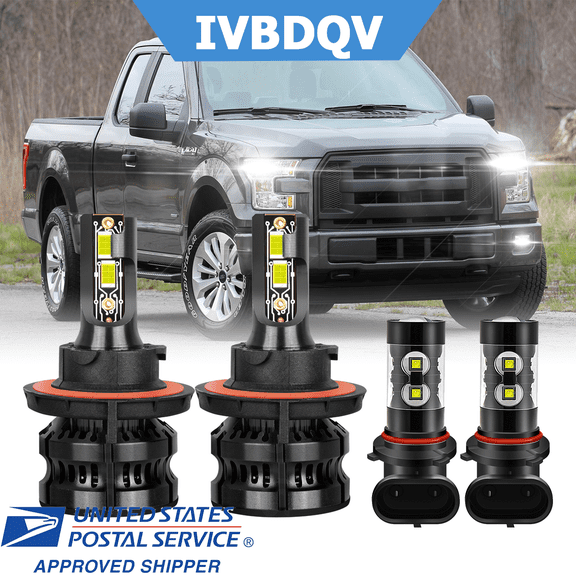 For Ford F250 Super Duty 2005-2016 LED Headlight Bulbs H13 High/Low Beam 9145 Fog Light Combo Kit 6000K White 4Pcs