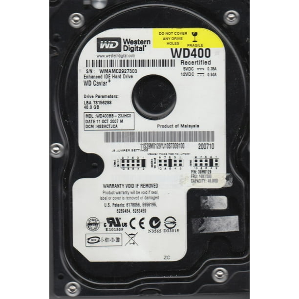 Wd400bb 23jhc0 Dcm Hsbactjca Western Digital 40gb Ide 3 5 Hard Drive Walmart Com Walmart Com