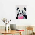 thumbnail image 3 of JEUXUS Panda, Pink Bubble Gum Animals, Canvas Wall Art Home Decor, Gallery Wrapped, Stretched, Framed Ready to Hang, 3 of 5