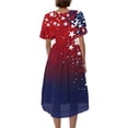 thumbnail image 6 of Elowen American 250th Anniversary Dresses for Women V-Neck Short-Sleeve Printed Casual Summer Dress Blue L, 6 of 6