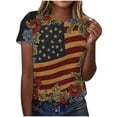 thumbnail image 3 of Elvqul Independence Day Shirts for Women 4th of July Tops Patriotic 3/4 Sleeve American Flag Star Womens T Shirts, 3 of 6