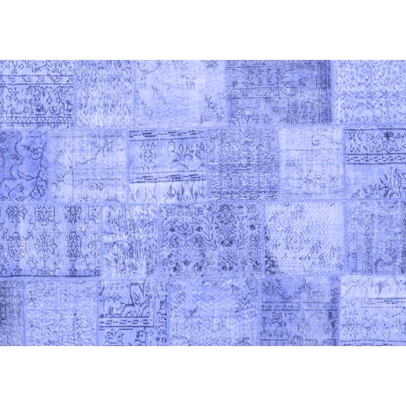 Ahgly Company Indoor Rectangle Patchwork Blue Transitional Area Rugs, 2' x 5'