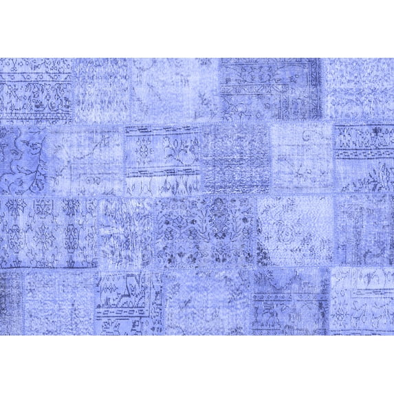 Ahgly Company Indoor Rectangle Patchwork Blue Transitional Area Rugs, 7' x 10'