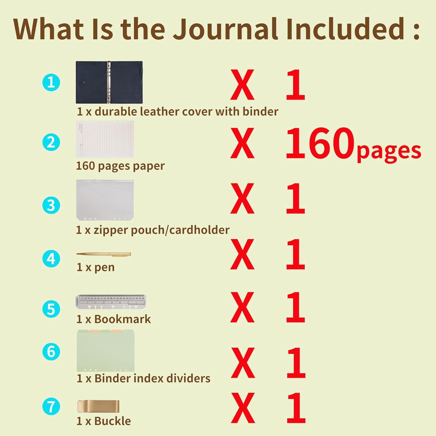 Wonderpool Leather Journal Lined Paper Notebook & Pen - Refillable 6 Ring Binder Writing Spiral Diary with Ruled Notepads Vintage Cover for Office Travel Work and Plan Agenda (a-Black, A5)