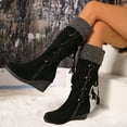 thumbnail image 2 of Juebong Mid Calf Boots for Women Chunky Block Heel Tall Boots Round Toe Comfortable Casual Boots Winter Fleece Lined Warm Boots Black,40, 2 of 8