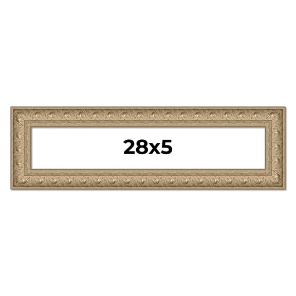 28x5 IN Frame Ornate Silver Beaded Solid Wood Picture Frame Width 2.5 Inches | Interior Depth 1