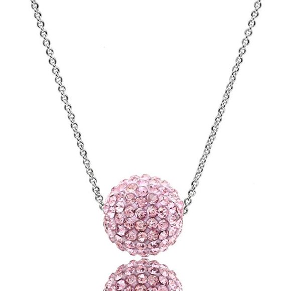 Women Rhodium Brass Chain Pendant with Top Grade Crystal in Emerald - 18 in.