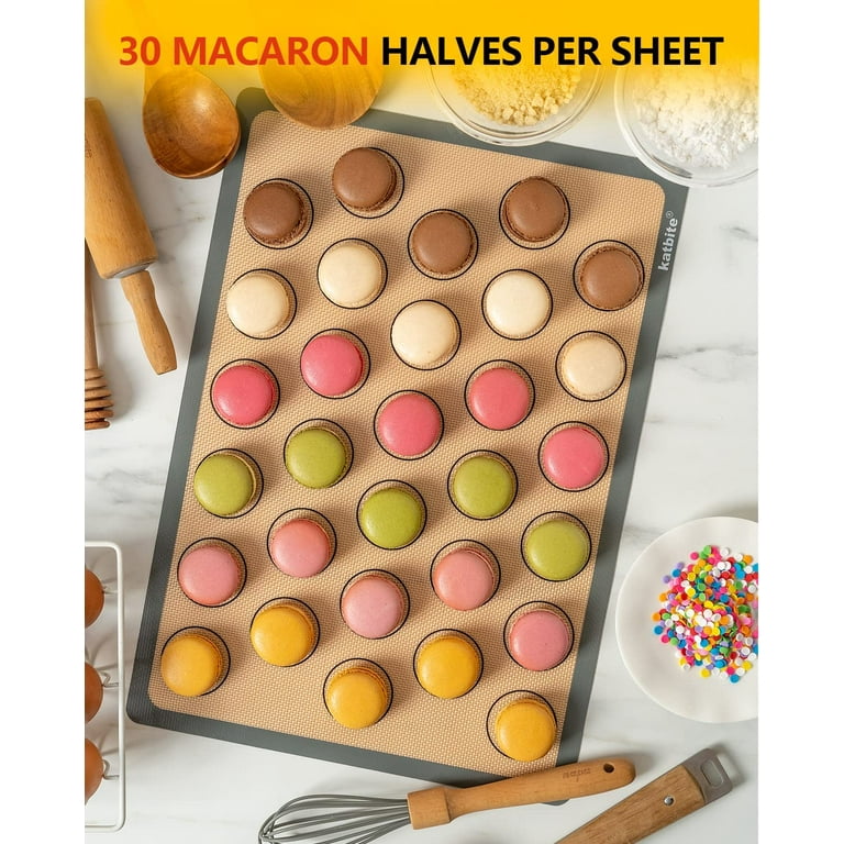 Macaron Silicone Baking Mat Set 2 Half Sheet Non-Stick Thick Reusable  Baking Mats BPA Free Professional Grade Silicone Cookie Sheet Bakeware Mat  for