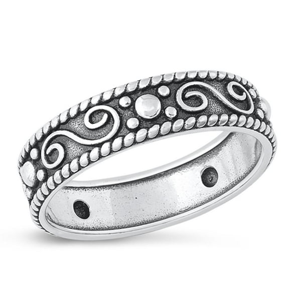 Cute Oxidized Ring .925 Sterling Silver Vintage Bali Style Band Jewelry Female Male Unisex Size 10