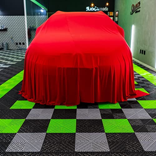 Interlocking Soft PVC Modular Garage Flooring Tile - 12"x12" | 25 Count - Pool Patio Floor, Ideal for Indoor and Outdoor Use, Interlocking Drainage Mats (Gray, 12 x 12)