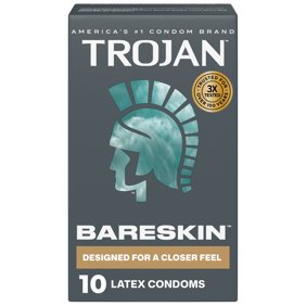 Trojan Bareskin Designed for a Closer Feel Thin Latex Lubricated Condoms, 10 Count