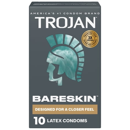 Trojan Bareskin Designed for a Closer Feel Thin Latex Lubricated Condoms, 10 Count