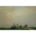 thumbnail image 2 of Caspar David Friedrich 18x13 Black Ornate Wood Framed Double Matted Museum Art Print Titled - Sea Beach with Fischer (1807), 2 of 5