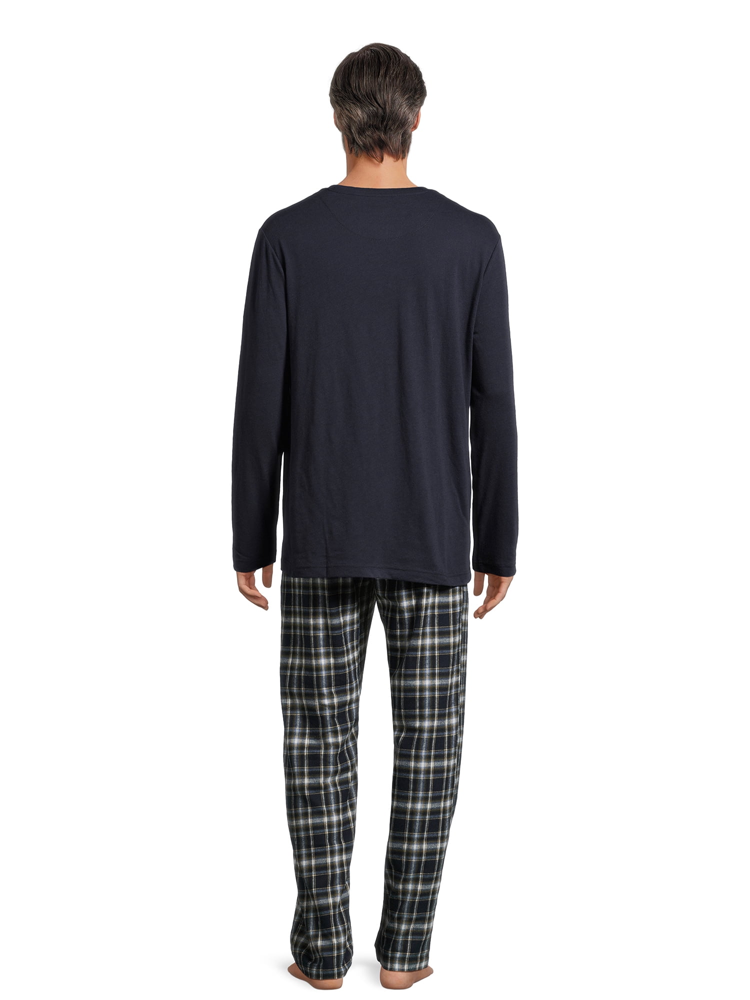 Hanes Men’s Slub Jersey Top and Ultra Soft Flannel Sleep Pants Set, 2-Piece, Sizes S-5XL
