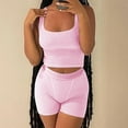 thumbnail image 4 of Women's Lightweight Two Piece Set Tank Top & Shorts, Perfect for Beach or Vacation Women's Casual Long Sleeve Shorts Set Comfortable Wear Soft Breathable Outfit For Everyday Spring Summer Fall, 4 of 5