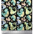 thumbnail image 1 of Soimoi Black Rayon Fabric Dinosaurs Kids Print Fabric by Yard 56 Inch Wide, 1 of 3