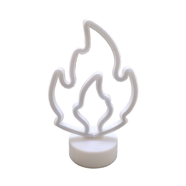 Letrero de neón LED, letrero de luz de neón LED con base de soporte, luz de neón alimentada por USB o con batería para decoraciones de festivales de fiestas en la habitación (llama)