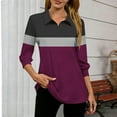 thumbnail image 2 of Womens Collared Shirts Long Sleeve V Neck Button Down Casual Athletic Tops Golf Sport Tee, 2 of 5