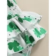 thumbnail image 6 of Newborn Baby Girl Romper Dress Summer Sleeveless Clover Print Buttons Toddlers Casual Bodysuit 2pcs Clothing Suit, 6 of 8