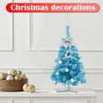 thumbnail image 5 of Mini Christmas Tree with Lights and Ornaments, 17.7" Blue Christmas Tree with Light, Artificial Tabletop Christmas Tree with Lights, Bownot Treetopper, for Home Office, Perfect Christmas Decorations, 5 of 5