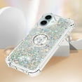 thumbnail image 5 of Case for iPhone 16, iPhone 16 Case Glitter with Ring Holder Stand,Clear TPU Cute Love Moving Quicksand Sparkle Shockproof Liquid Phone Case for iPhone 16 6.1 inch Sliver YBZ, 5 of 14