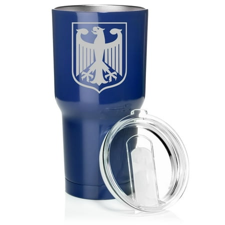 

Smooth Body Tumbler Stainless Steel Vacuum Insulated Travel Mug Cup Gift Coat of Arms Germany German Eagle (30 oz Blue)