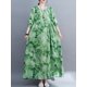 thumbnail image 5 of Vestido, Vestido vintage de mujer de manga larga estampado de gran tamaño boho casual vestido de vac Abody Floral verde/XX-grande, 5 of 7