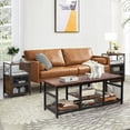 thumbnail image 5 of VECELO 3 Pieces Coffee Table Set with 2 End Table, Industrial Living Room Sets, Brown, 5 of 7