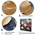 thumbnail image 3 of Designart "Winter'S Charm In Gold And Blue Leaves I" Leaves Wall Art Prints, 3 of 7