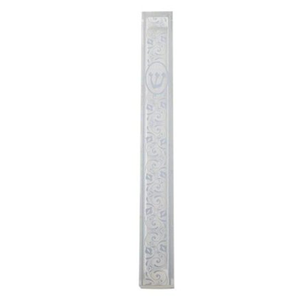 Art Judaica  12 cm Clear Mezuzah Cover with Flower Design