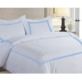 thumbnail image 3 of BedDecor Luxury Soft Brushed 600-Thread-Count Egyptian Cotton Embroidered Duvet Cover Set with Beautiful 3-Stripe Embroidery Full/Queen, LightBlue Solid, 3 of 8