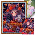 thumbnail image 1 of Kit Punto Cruz Con Gato Y Niña Hilo Algodón Ecológico Bordado 11CT 50x65cm, 1 of 9