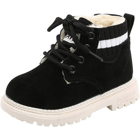 

QWZNDZGR Kids Snow Boots Boys Girls Winter Boots Fur Lined Waterproof Boots PU Leather Non-Slip Newborn Infant Crib Shoes